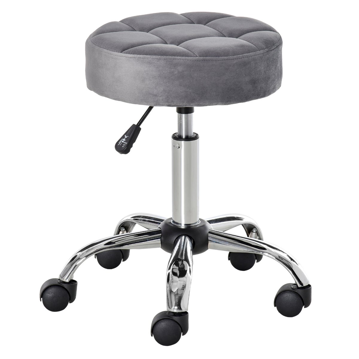 HOMCOM salonstoel, Ø42 x 49-61H cm, polyester, grijs