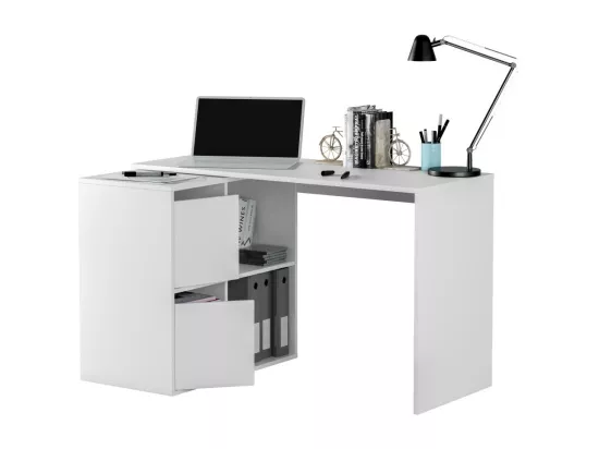 Bureau angle modulable avec rangement L120 cm