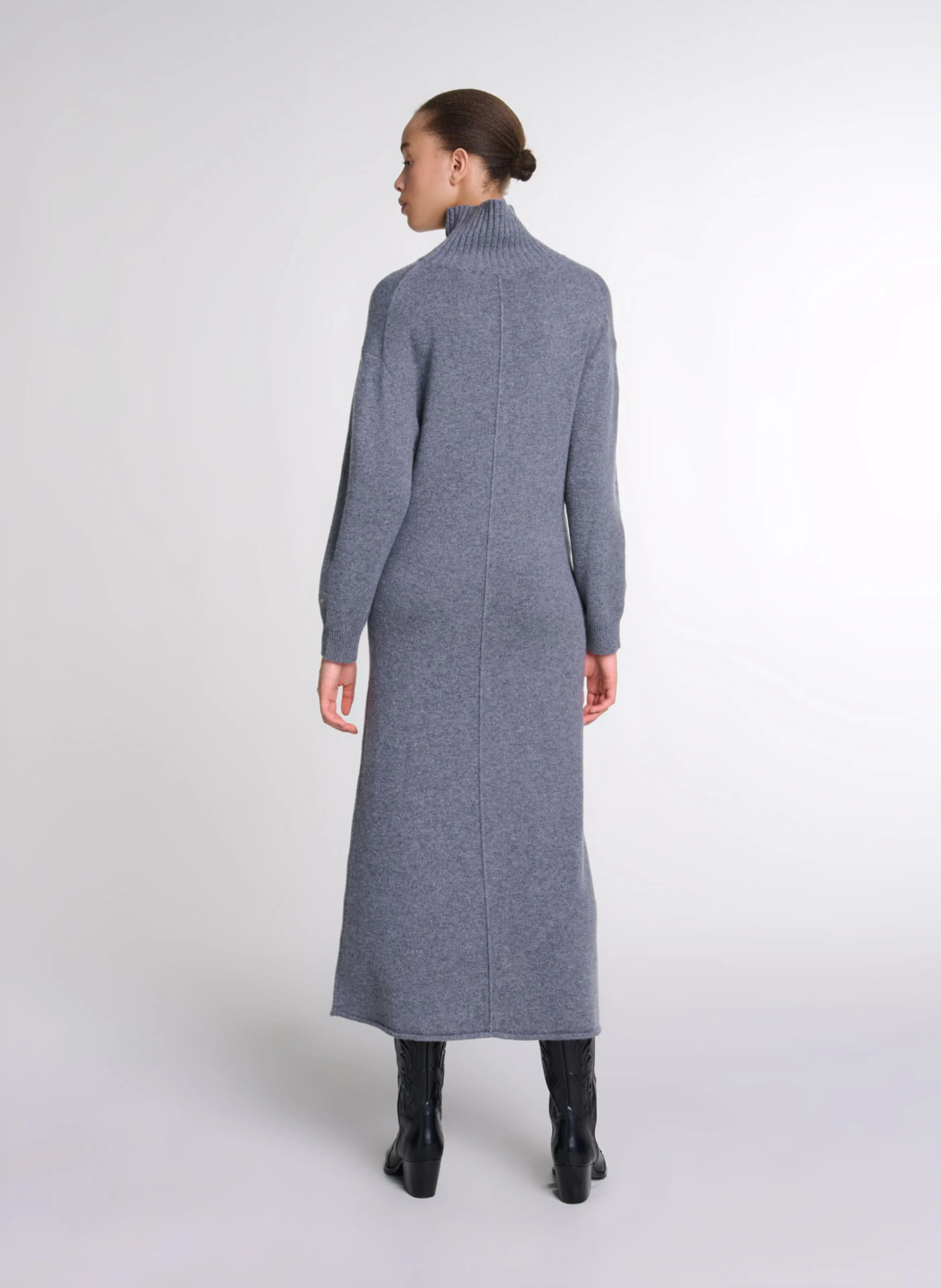Robe pull cintrée en cachemire mélangé | Gris