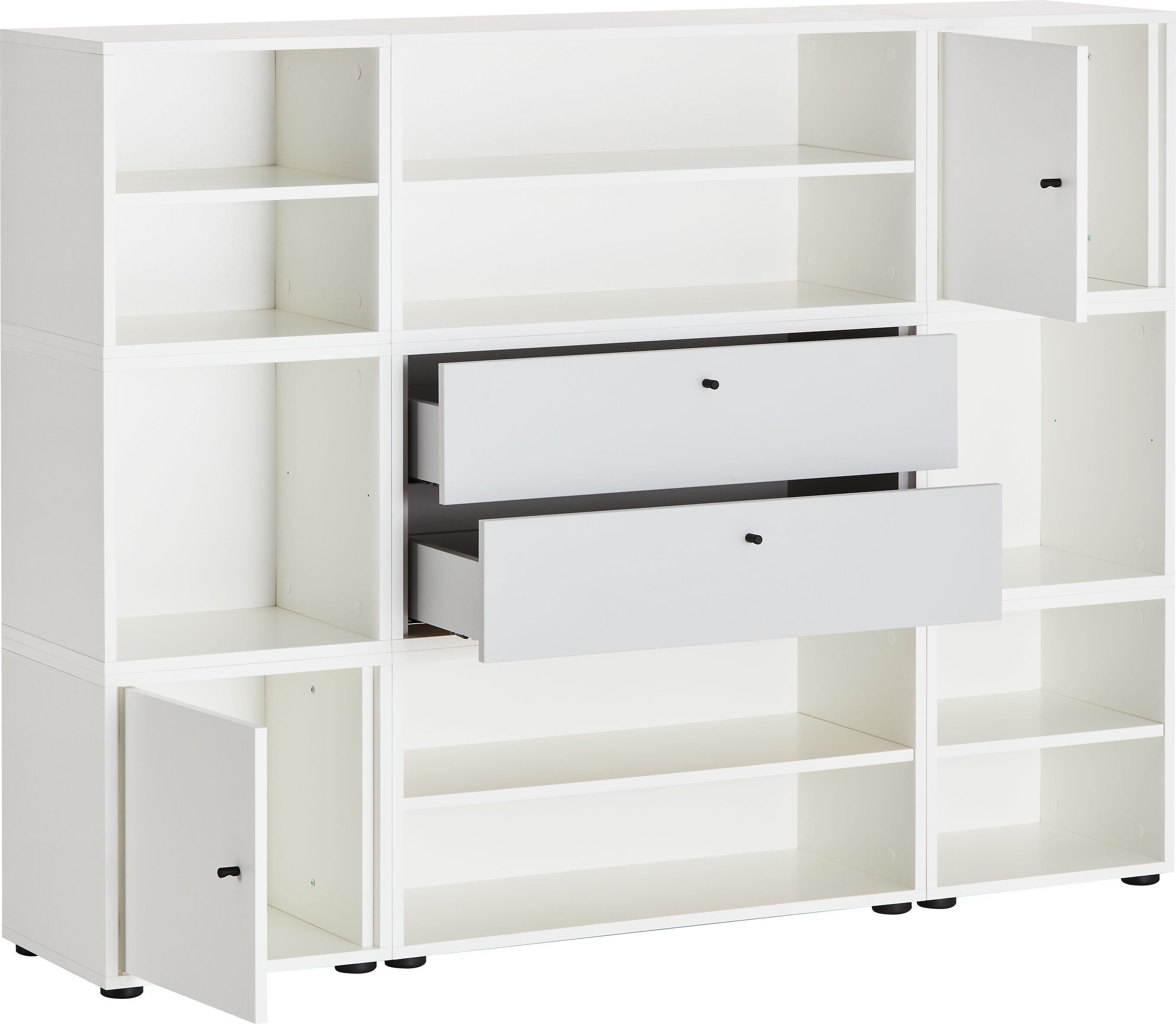 FINJA Highboard - Grau / Weiss / B: 160.0 cm x T: 36.0 cm x H: 123.0 cm
