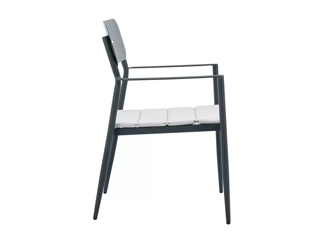 Lot de 2 fauteuils de jardin empilables en aluminium avec coussin blanc - Anthracite - LOTTYS de MYLIA