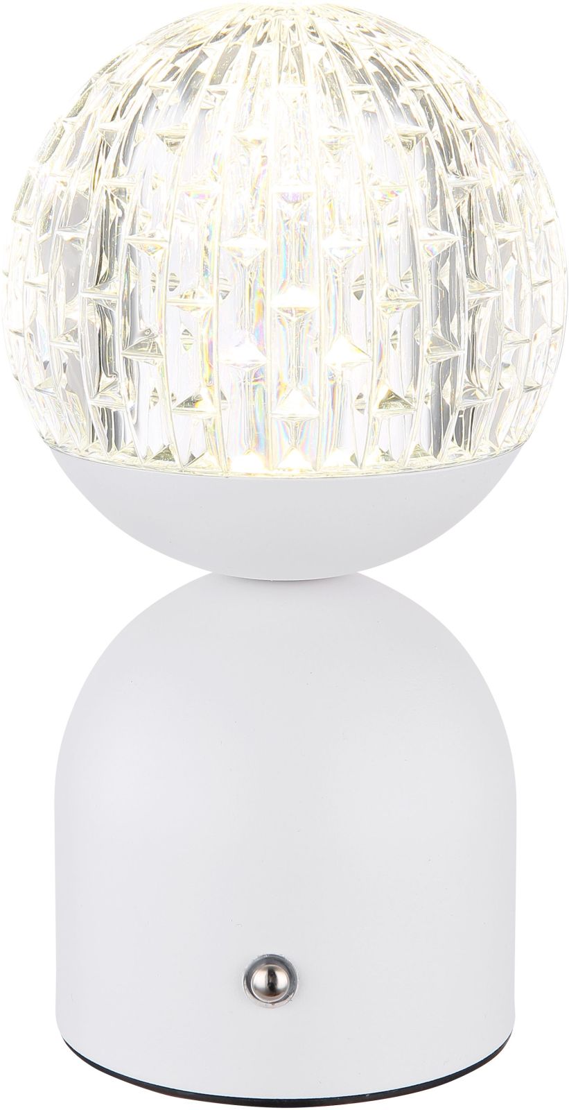 LED-Akku-Tischleuchte - weiß matt - Touchdimmer - Kristalleffekt - 20 cm