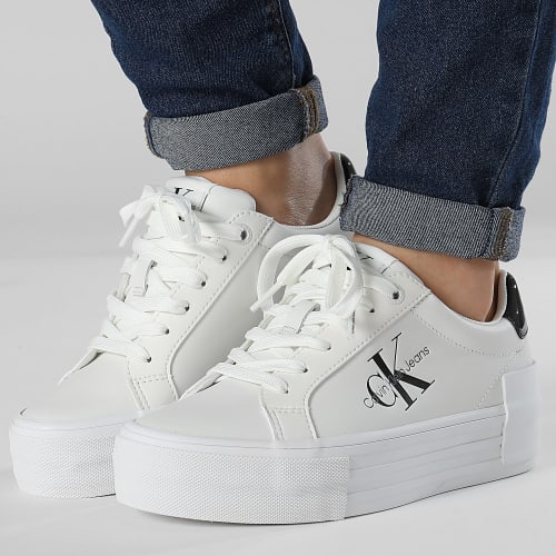 Baskets Femme Bold Vulcan Flatform Low Lace Leather 1294 Bright White Black
