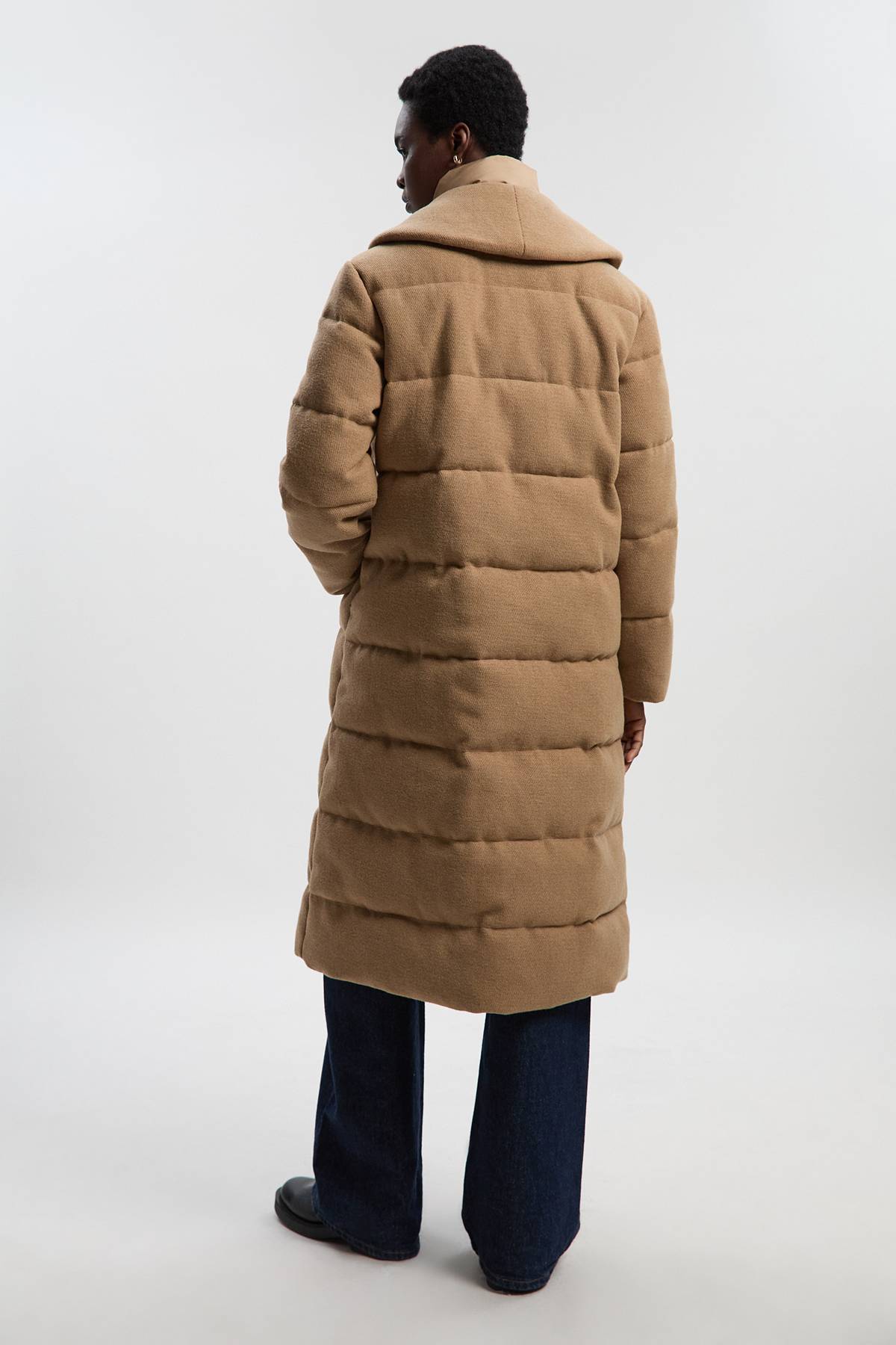 KarenMillen Manteau Matelassé Hybride en Laine Mi-Long