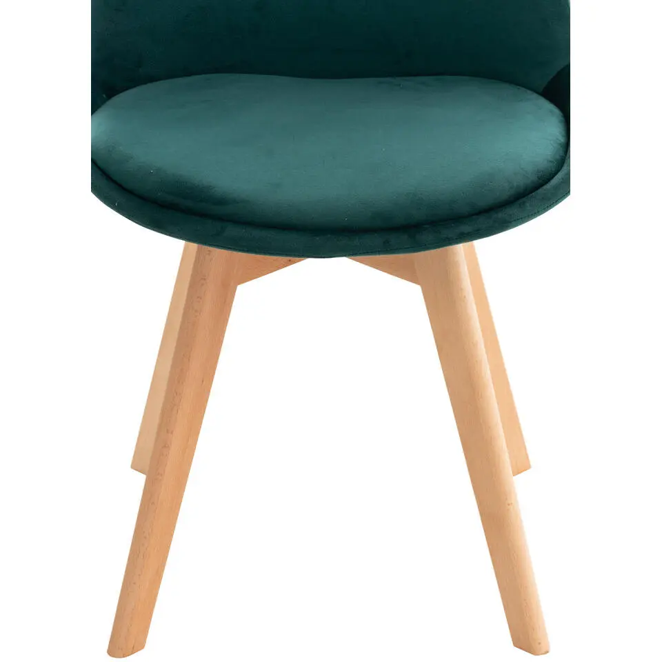 CLP Eetkamerstoel Linares natura Frame - Fluweel - groen
