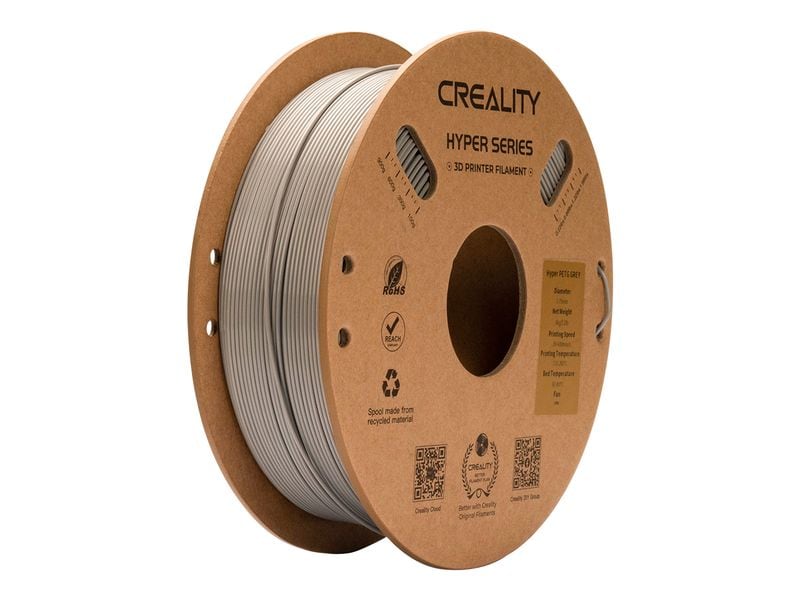 Creality Filament PETG Hyper Grau, 1.75 mm, 1 kg Hochwertiges 1.75 mm Hyper PETG Filament für 3D Drucker