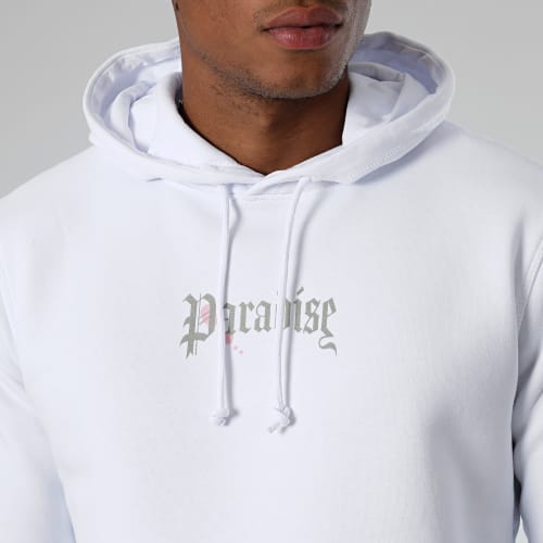 Sweat Capuche Paradise Roses Clothing Blanc