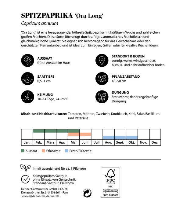 Dehner Premium Samen Spitzpaprika 'Ora Long'
