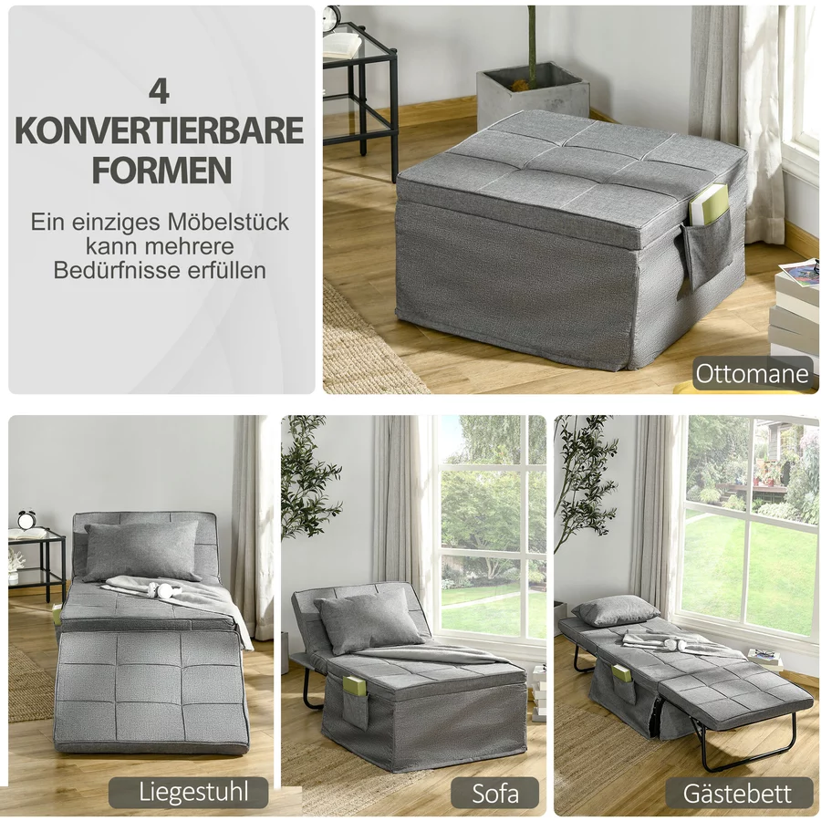 HOMCOM Klappbett mit Matratze grau