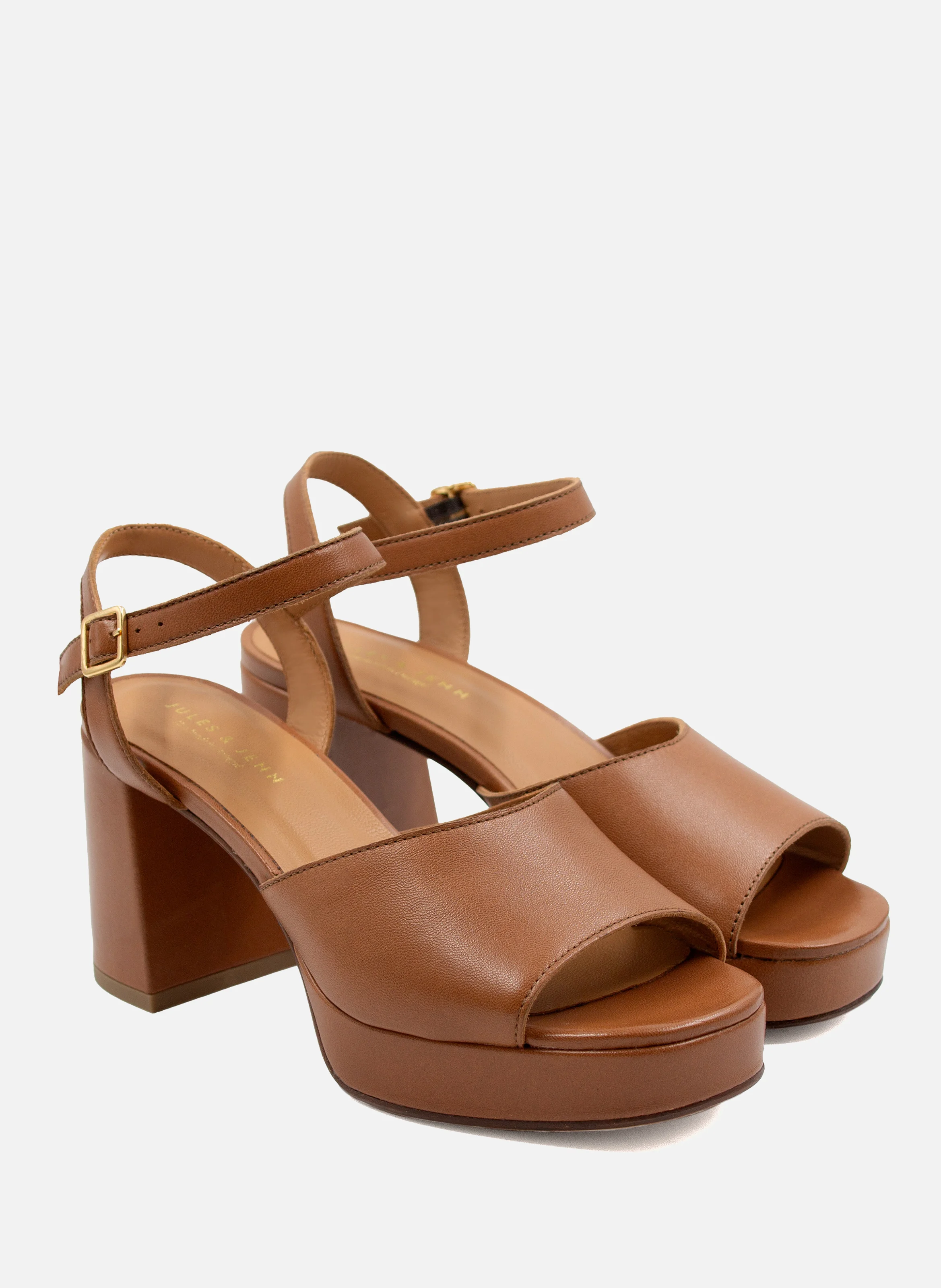 Sandales plateforme cuir lisse | Marron