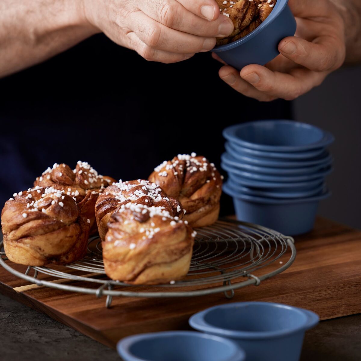 Pecan cupcakeform 9x4 cm, 6-pack, indigo