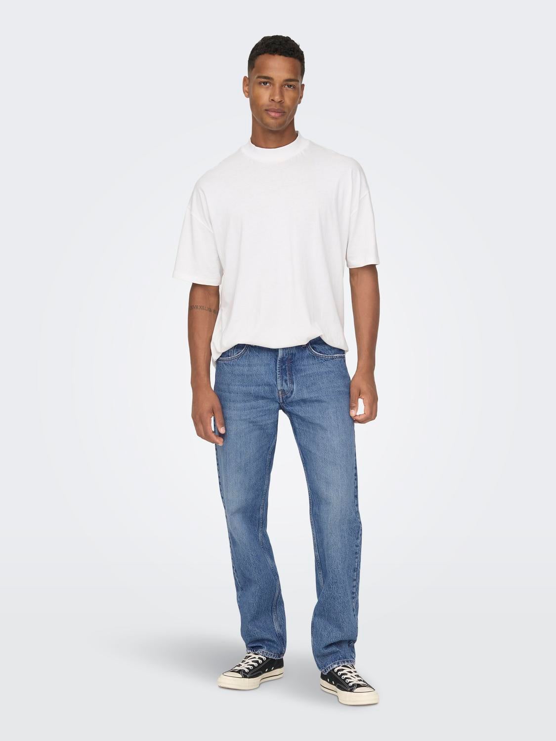 ONSEDGE Mittlere Taille Gerade geschnitten Jeans Medium Blue Denim