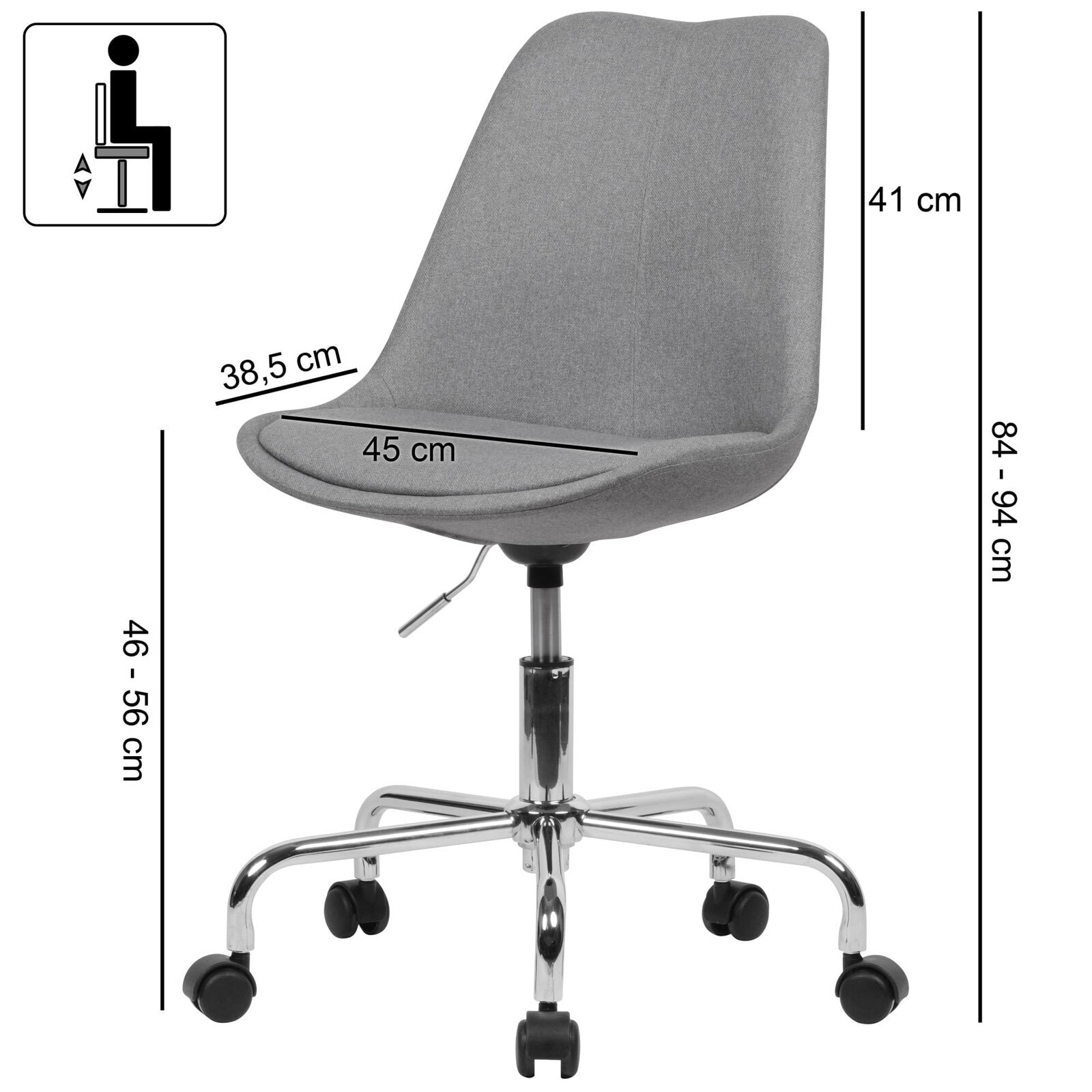 Bürostuhl grau/ silberfarbig