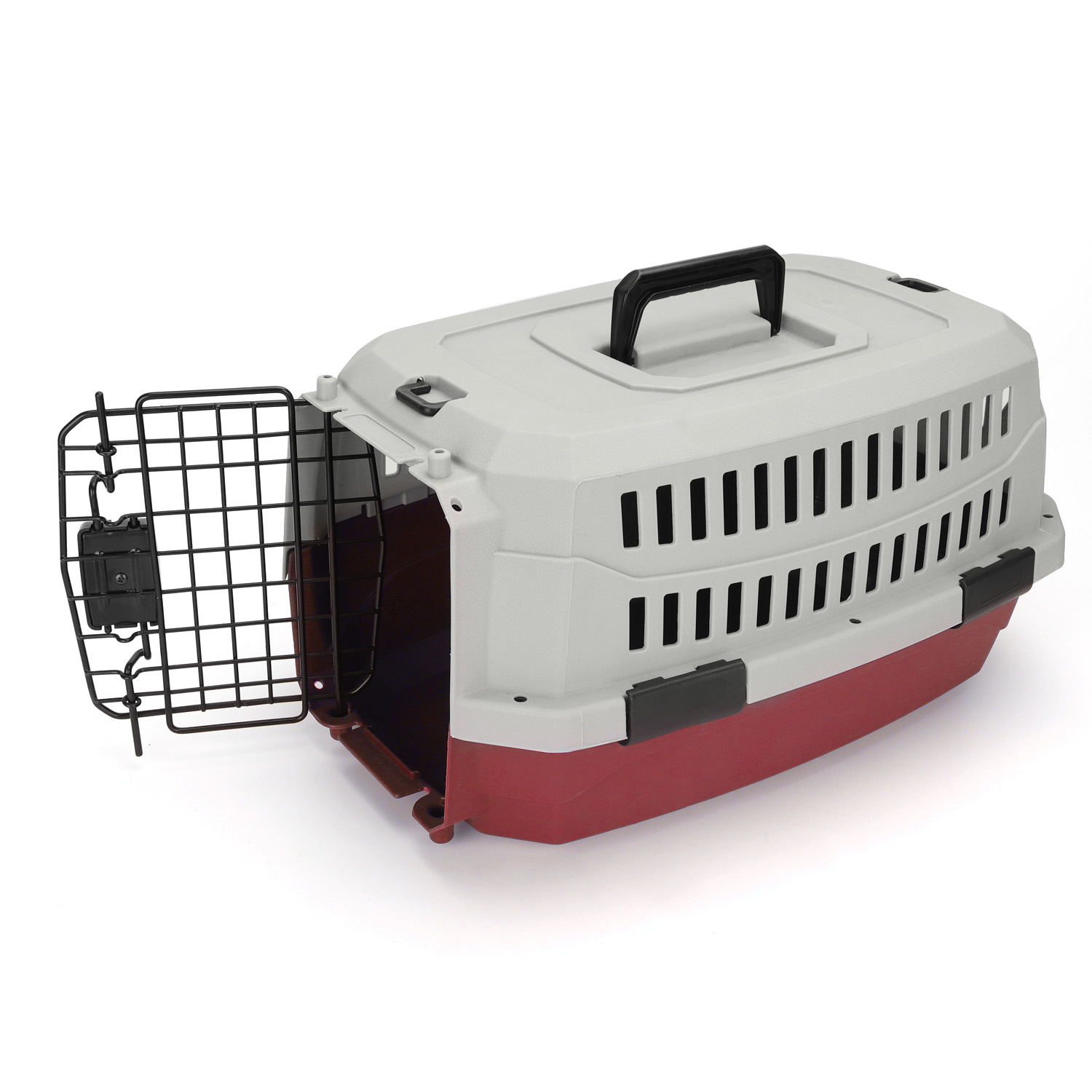 Nobleza - Bolsa de Transporte Média para Cães e Gatos, Portátil e Respirável, Acessórios para Animais de Estimação, Bolsa de Plástico, 58x38,7x33 cm, Vermelha e Cinza