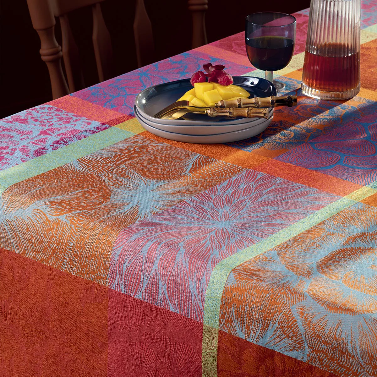 Nappe pur coton multicolore 89x89 Garnier Thiebaut