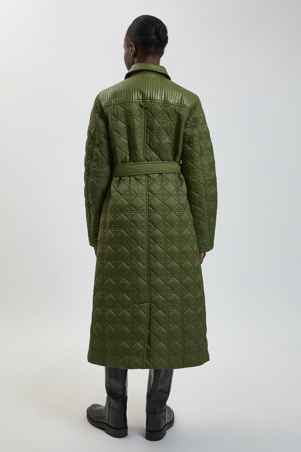 KarenMillen Manteau Matelassé Mi-long Ceinturé À Détails Synthétique