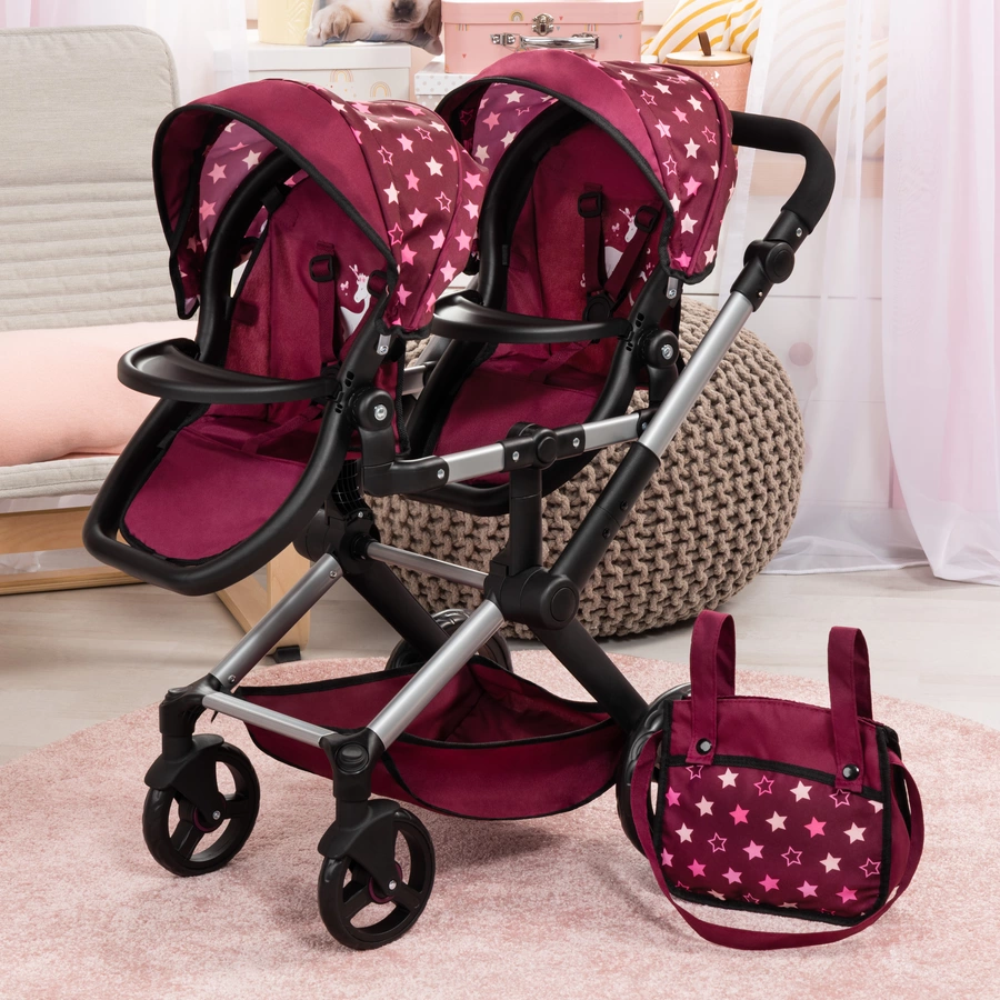 bayer Design Zwillings-Puppenwagen Xeo Twin mit Einhorn