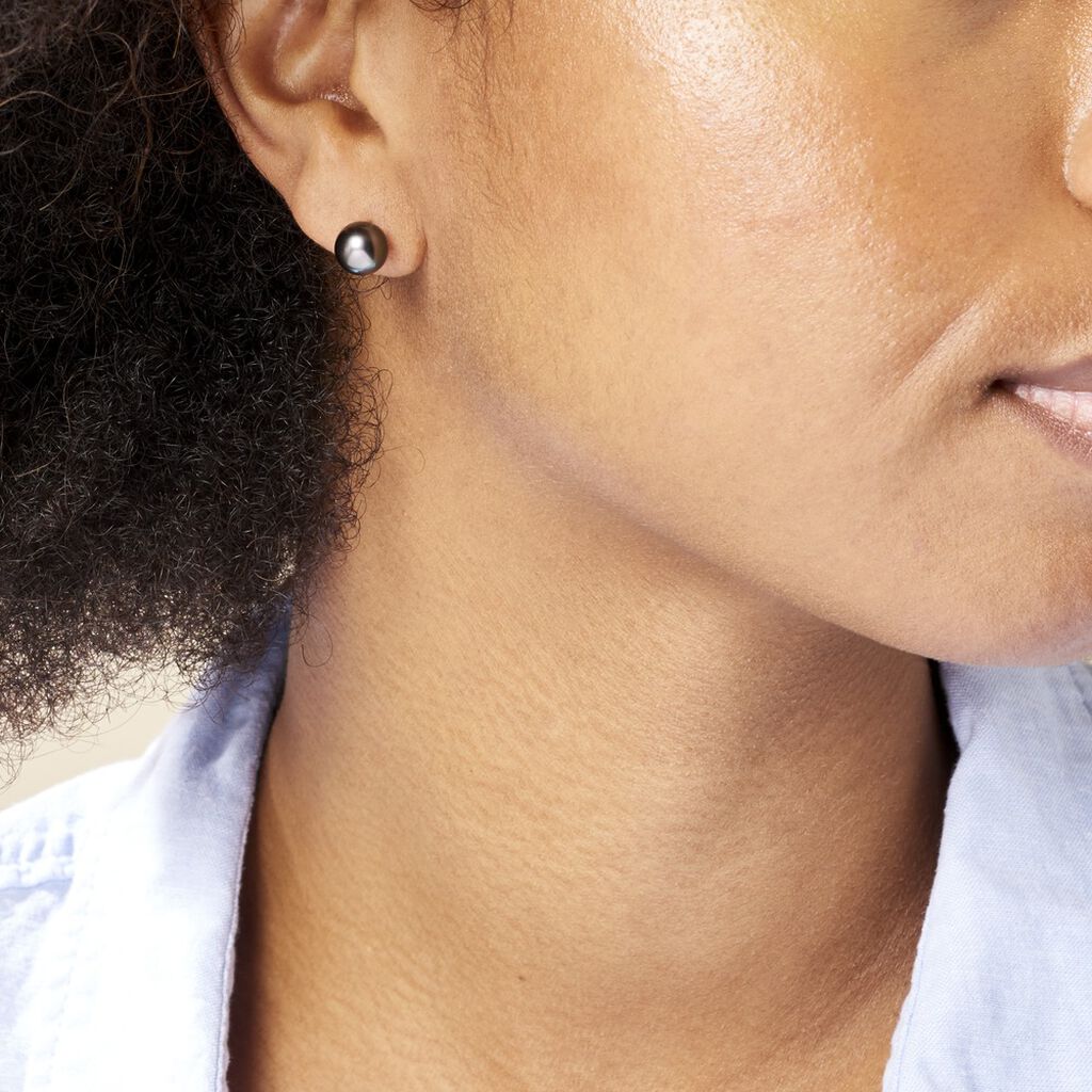Boucles D'oreilles Puces Alper Or Jaune Perle De Culture De Tahiti