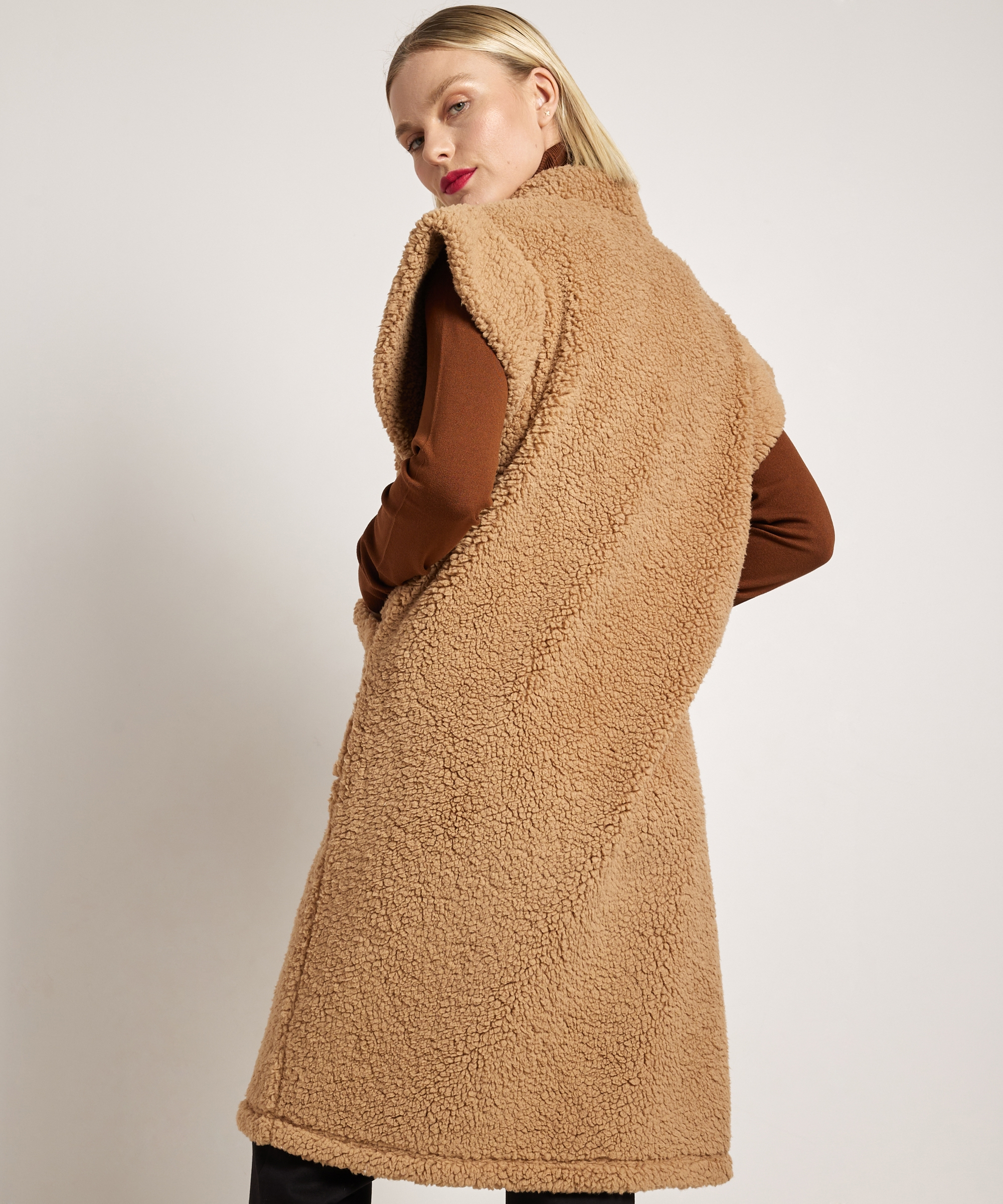 teddy gilet lang