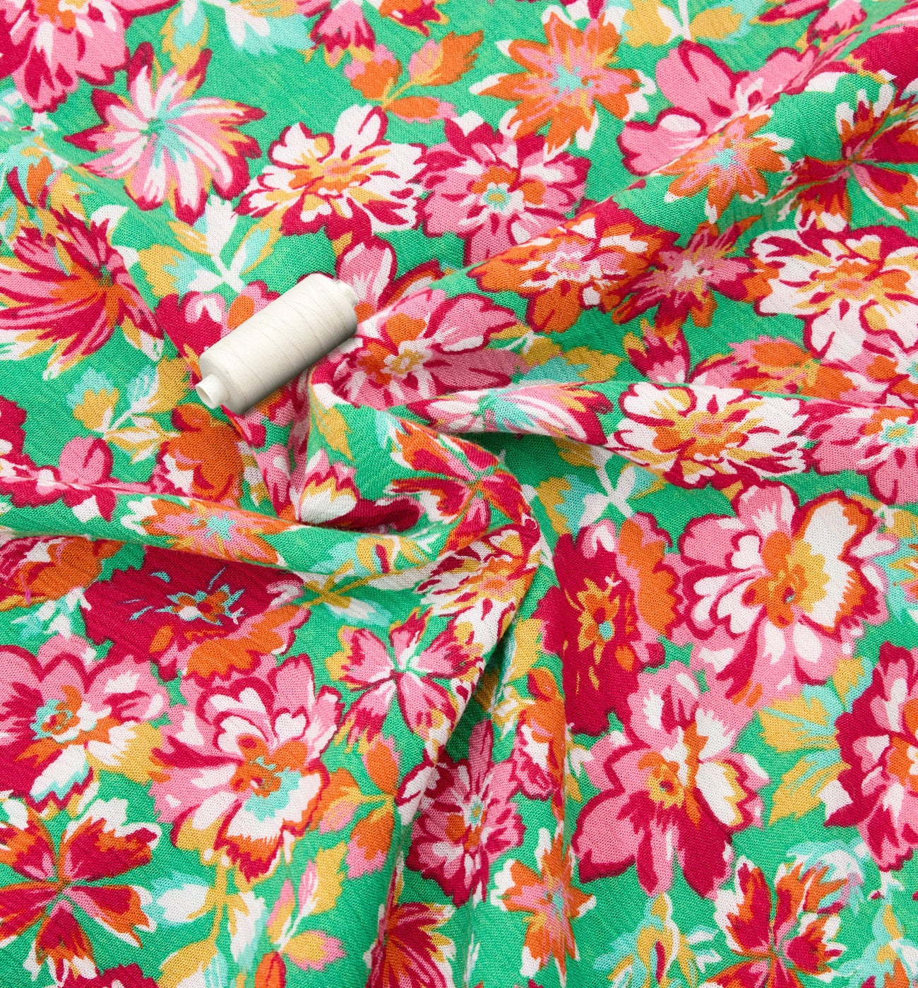 Coupon de 2 m viscose crinkle - Imprimé vert