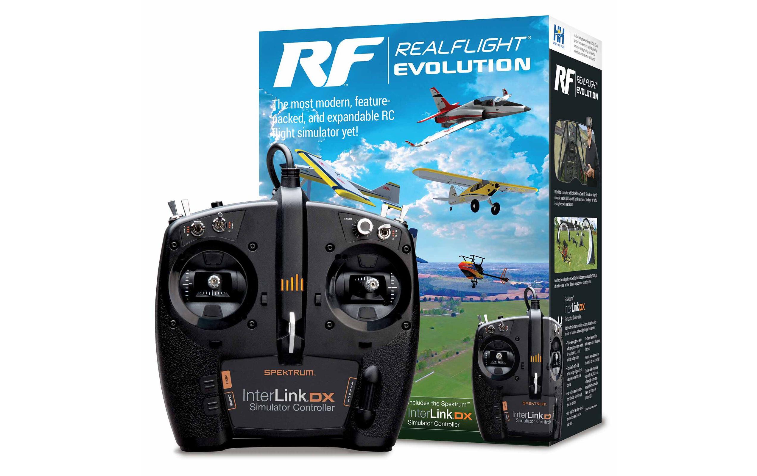 RC-Flugsimulator RealFlight Evoluion mit Controller<br>Modellflugsimulator inklusive USB Interlink Fernsteuerung