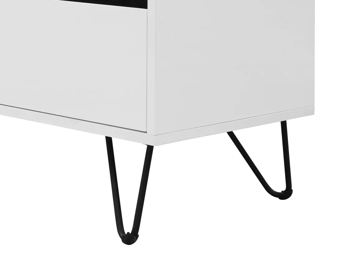 Buffet avec 2 portes et 3 tiroirs en MDF et acier - Blanc et Noir - ABUJA de Pascal Morabito