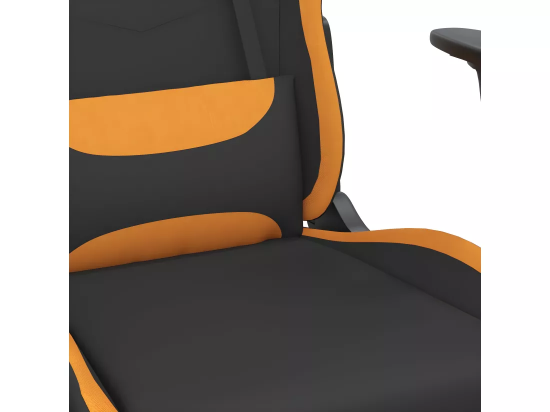 Chaise de jeu de massage avec repose-pied Noir et orange Tissu
