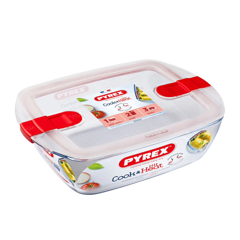 Plat rectangle + couvercle Cook & Heat 23 x 15 cm Pyrex