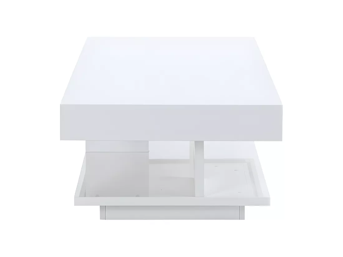 Table basse ARAMIS avec rangements - MDF laqué blanc