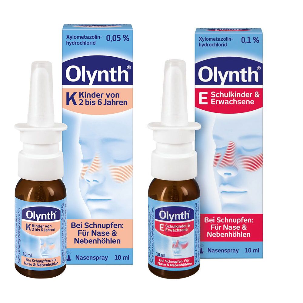 Olynth 0,1% Schnupfen Dosierspray + Olynth® K 0,05 % Schnupfen Dosierspray für Kinder