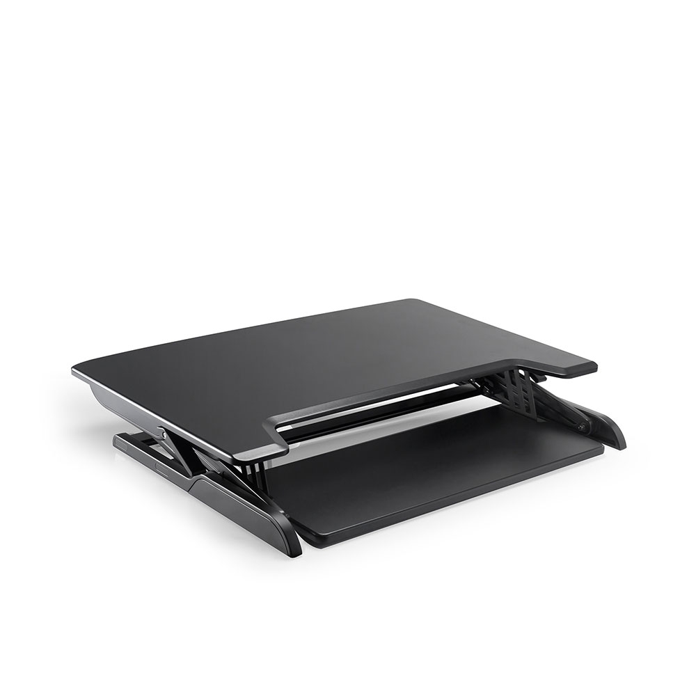 Sit Stand Höhenverstellbarer Alu Stehpult Tischaufsatz Ständer für Laptop / Monitore und Maus / Tastatur - Weiss