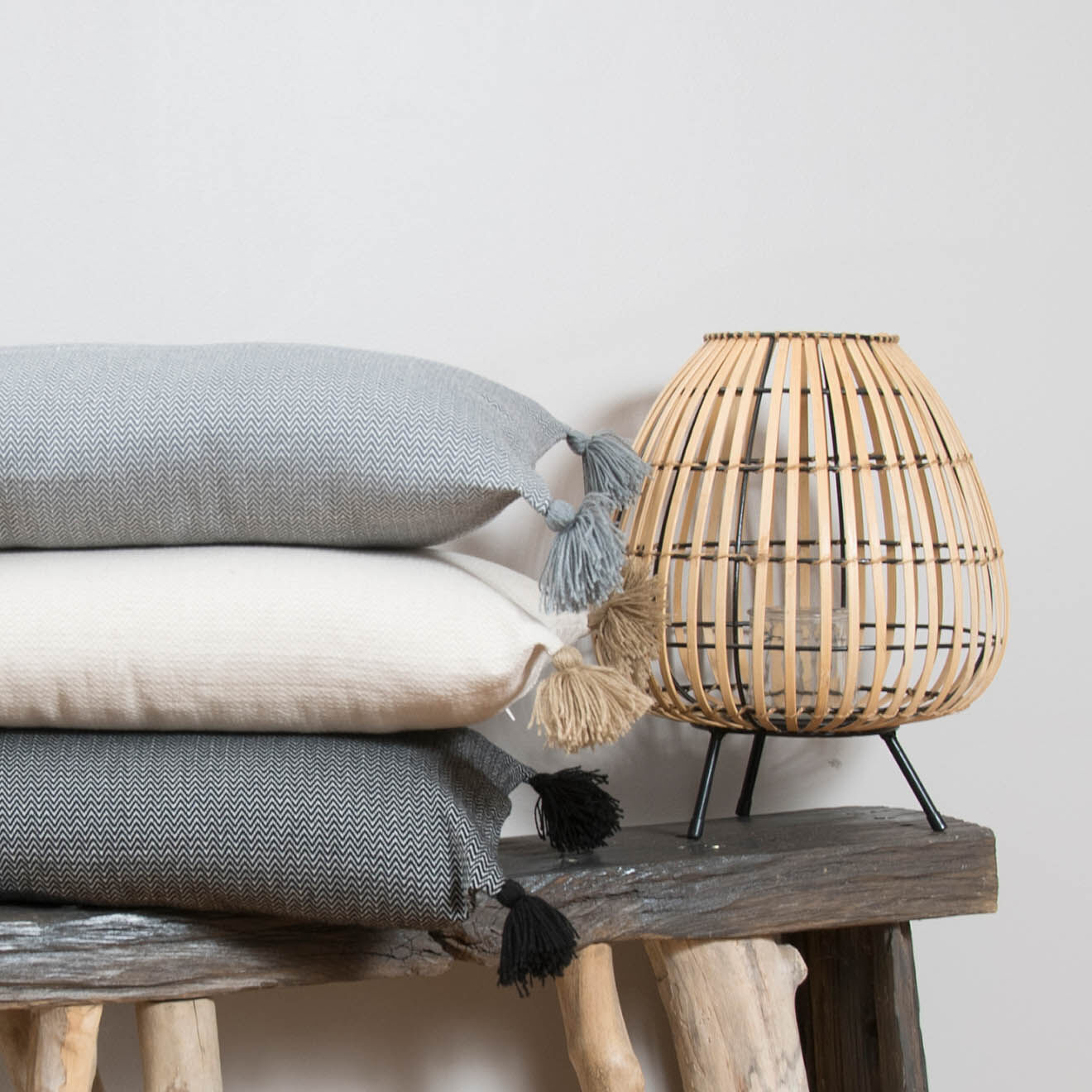 Febronie Housse de coussin chevron Stockholm gris perle - 50x30 cm