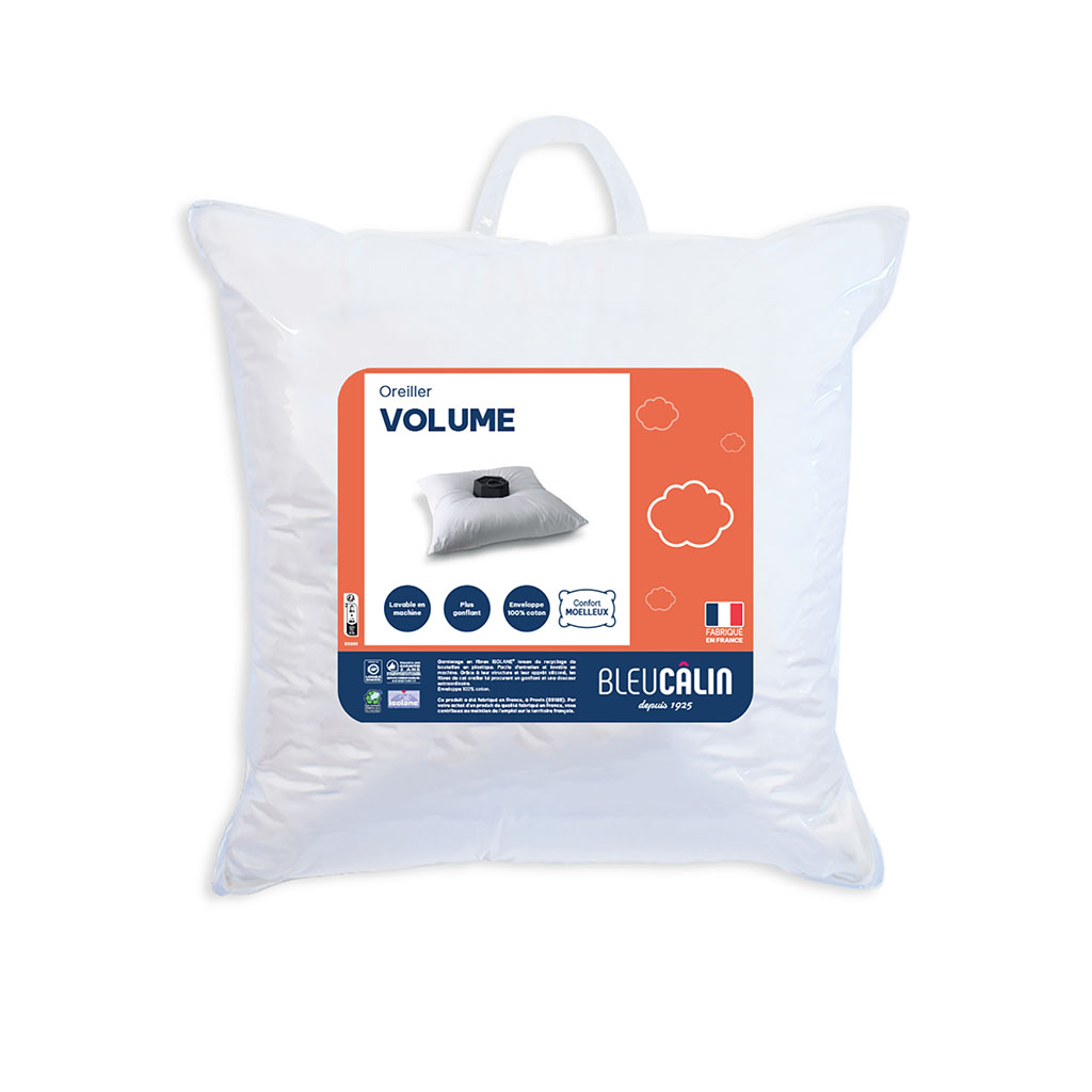 Oreiller volume Bleu Câlin 550g 60x60cm