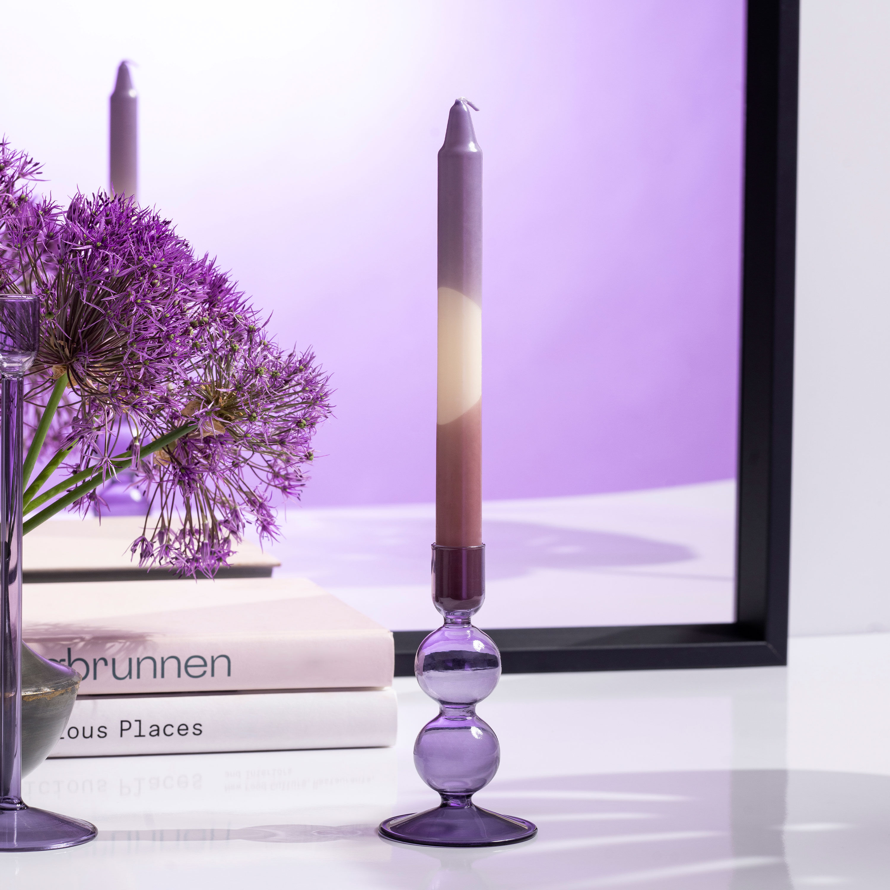 Like Home Candlestick holder Purple, 3'' x 3'' x 5.4''