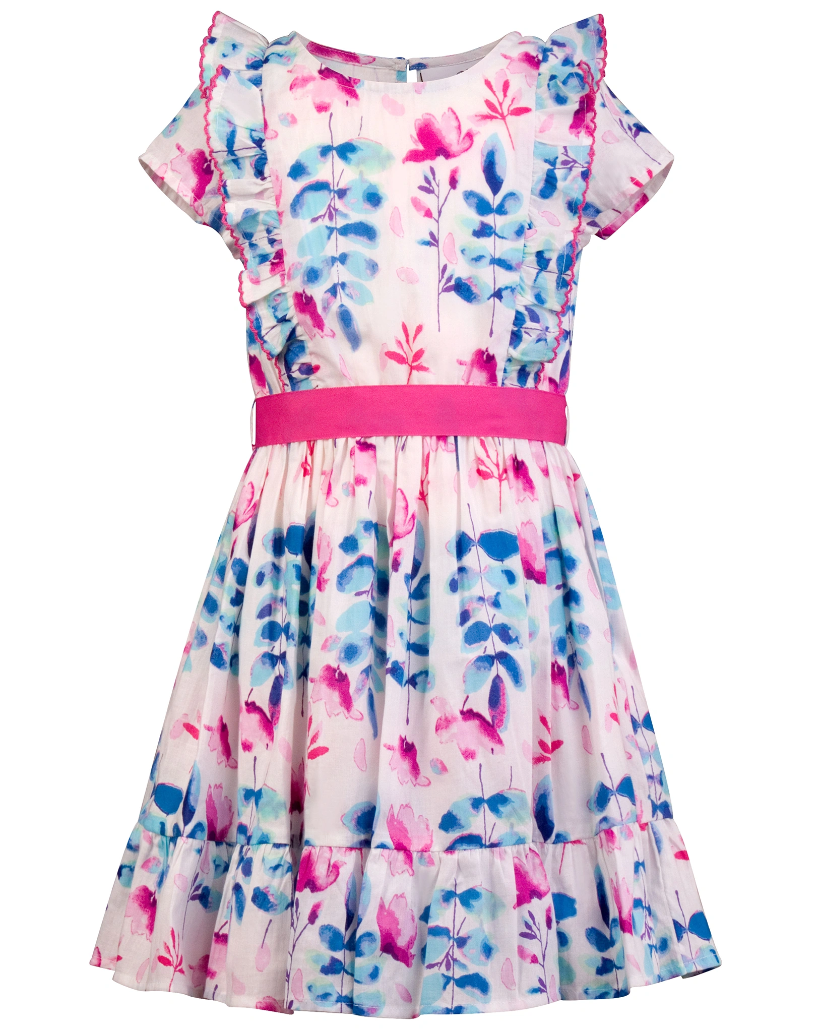 Kurzarmkleid FLOWERS & LEAVES in pink