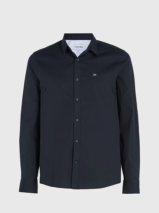 Camisa justa de popeline elástica