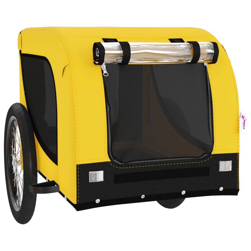 vidaXL Reboque para Bicicleta para Cães em Tecido Oxford de Ferro Amarelo e Preto