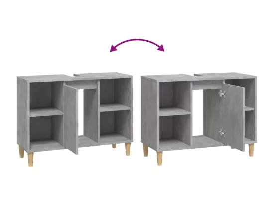 Meuble d'évier gris béton 80x33x60 cm bois d'ingénierie