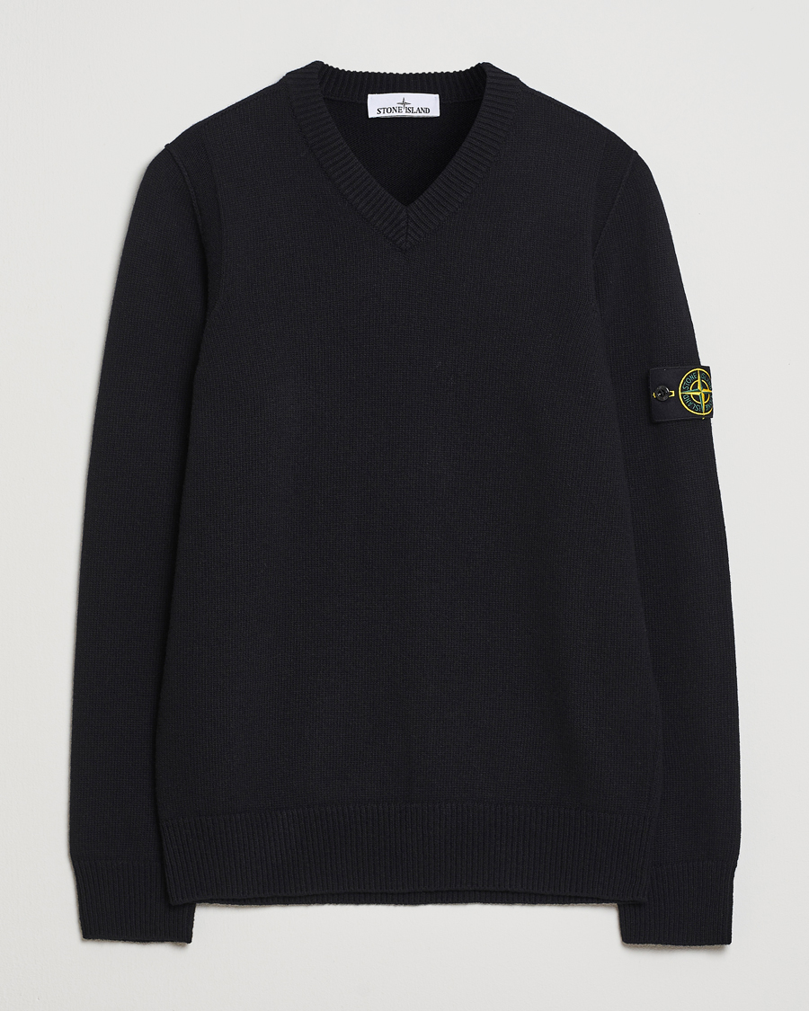 Stone Island Knitted Lambswool V-Neck Black