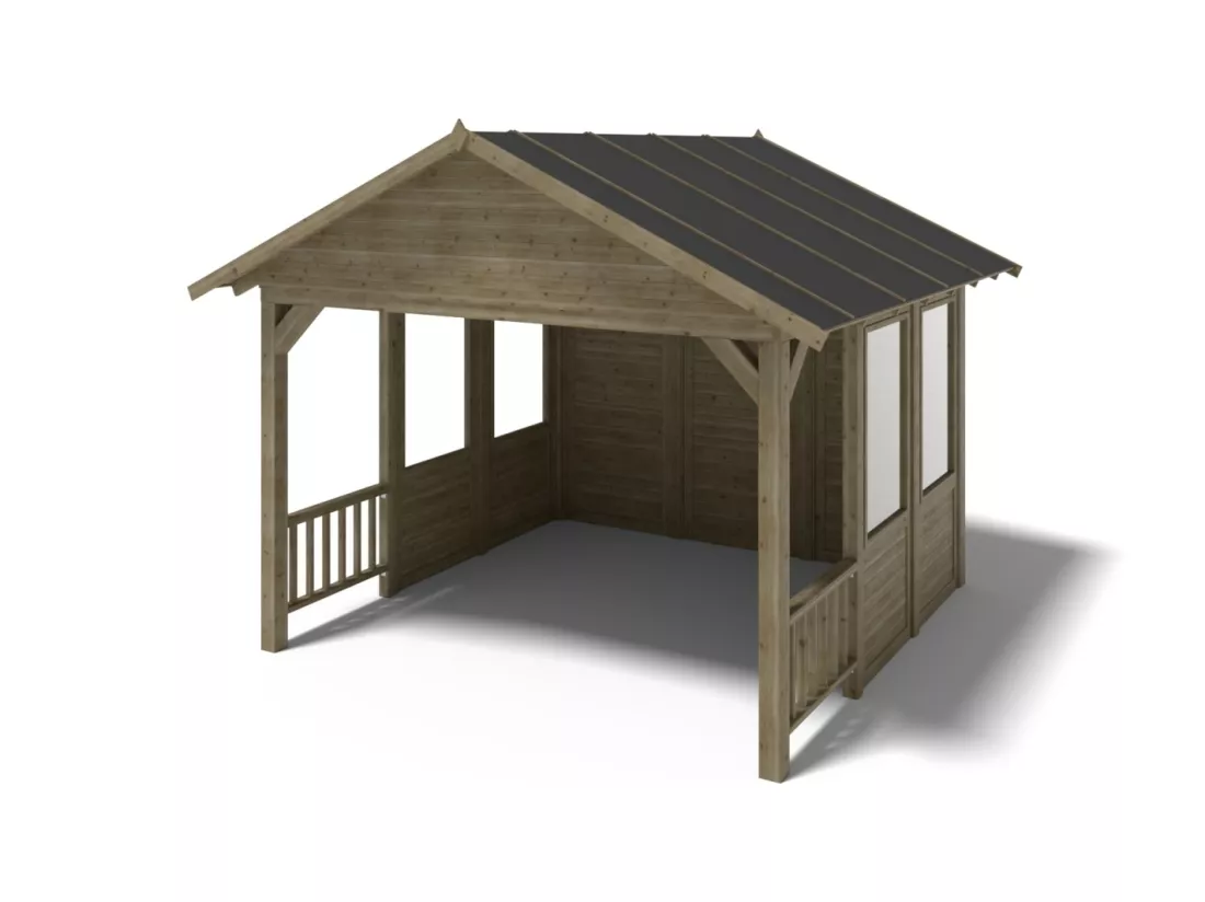 Pergola de jardin 4,04x4,04m avec panneaux - traité - ALT124 - ALTANKA