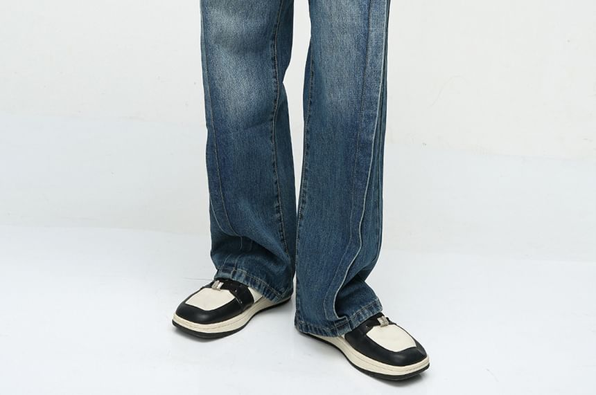FAERIS - Hoge taille gewassen losse jeans
