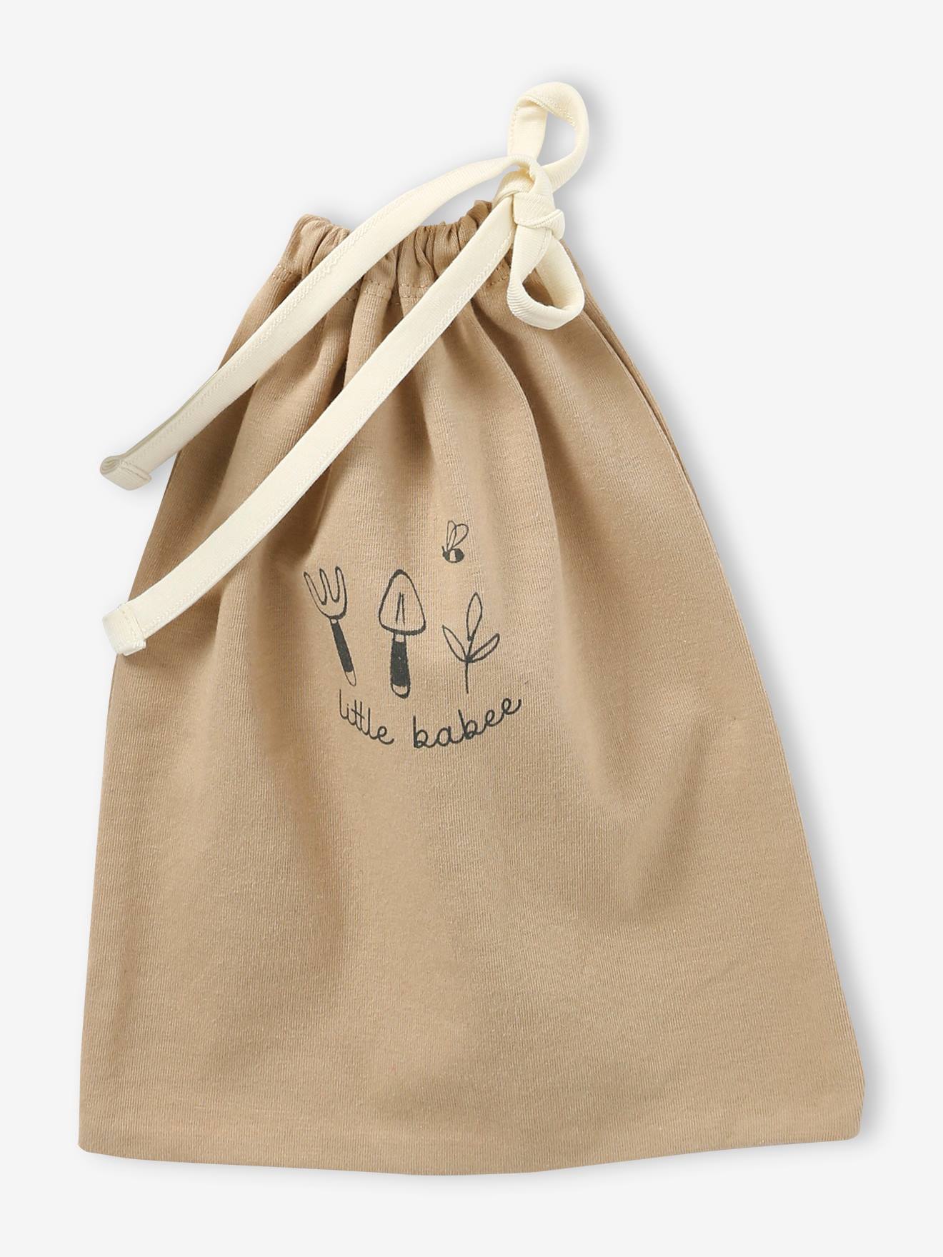 Conjunto para recém-nascido: gorro + luvas + sapatinhos + bolsa de tecido cru