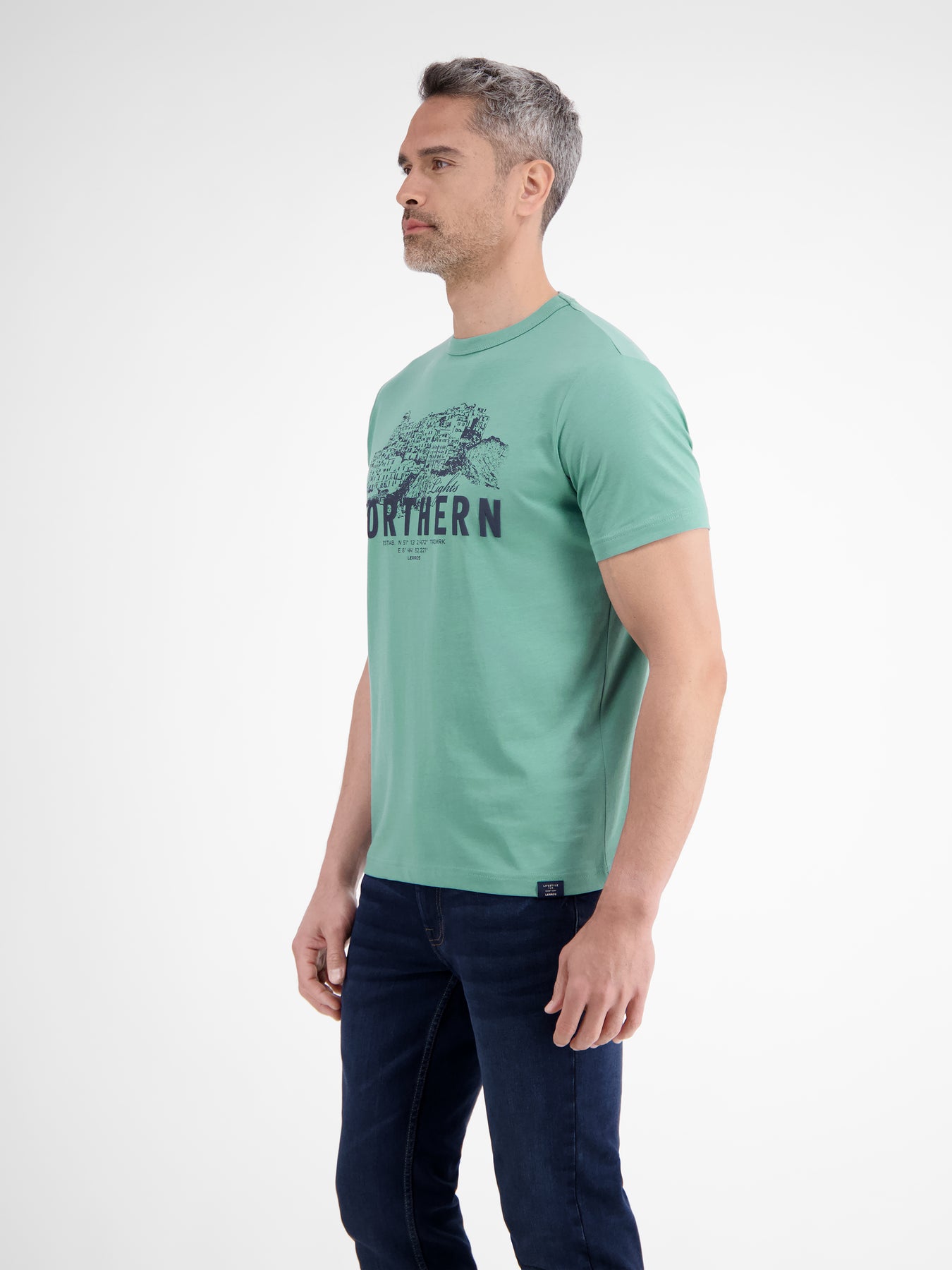 Unifarbenes T-Shirt mit Brustprint