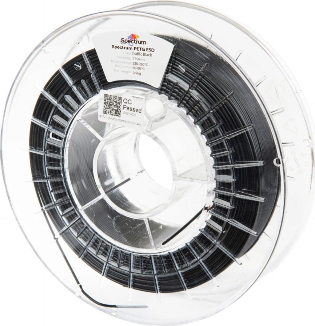Spectrum  PETG ESD Traffic Black, 1,75 mm / 500 g    Antistatik auf Industrieniveau für sensible Anwendungen in Traffic Black