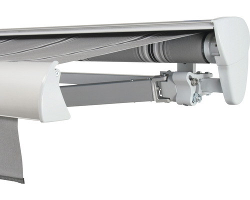SOLUNA Semi-Cassettezonnescherm Classic 2,5x1,5 Stoffendesign A131 Frame E6EV1 Zilver geanodiseerd Aandrijving rechts incl. motor, wandschakelaar
