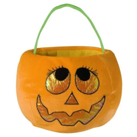 Widmann Halloween Kürbisbeutel Trick & Treat aus Samt, sort., 20 x 14 cm , sortiert
