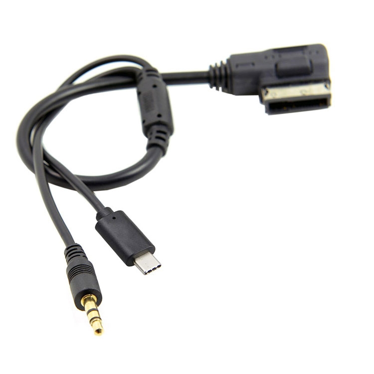 Auto KFZ AMI MDI (30cm) USB C   3.5mm AUX Schnittstelle Musik Adapter-Kabel Interface Konverter für VW / Audi