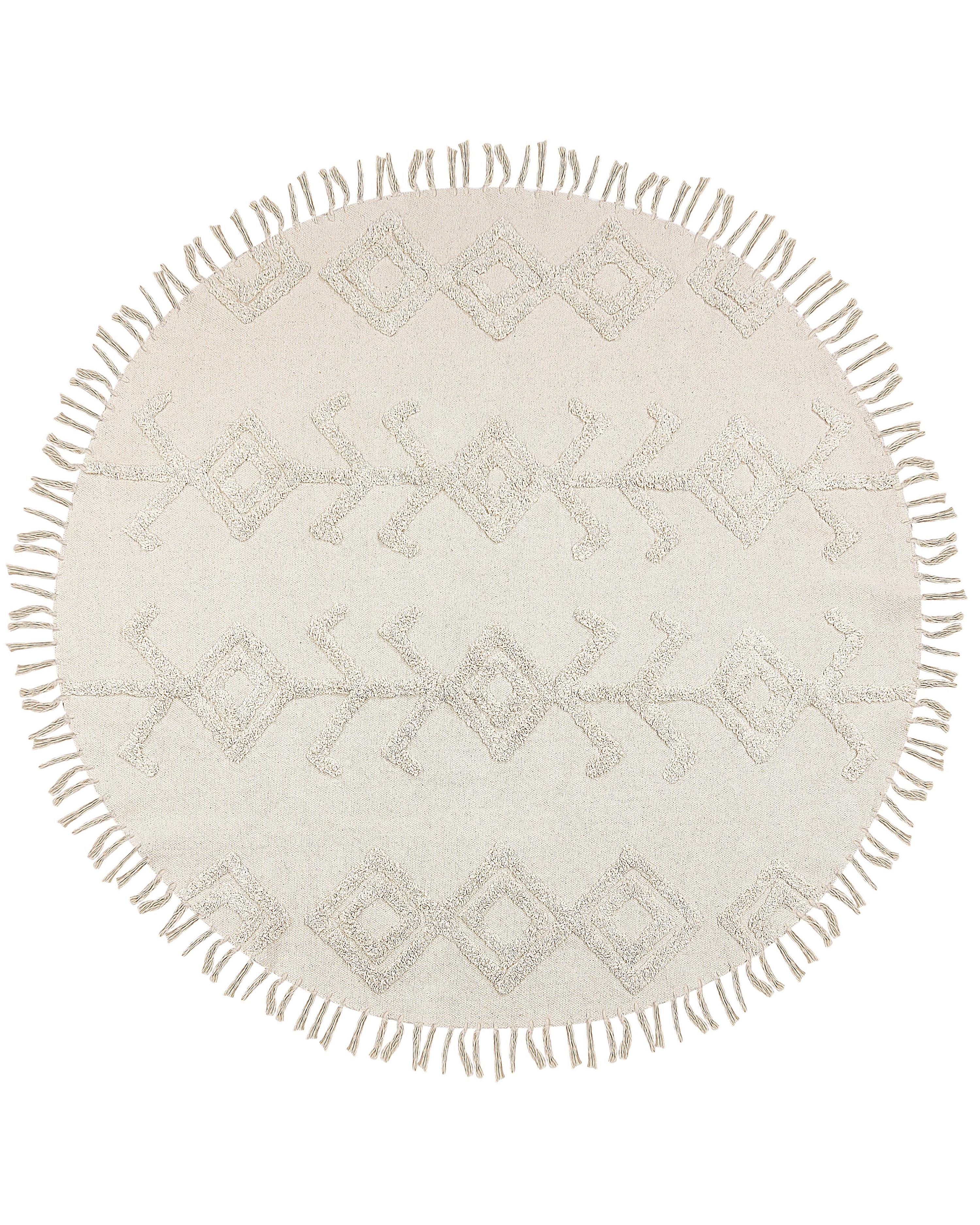 Vloerkleed HARRAN Lichtbeige ø 140 cm Katoen