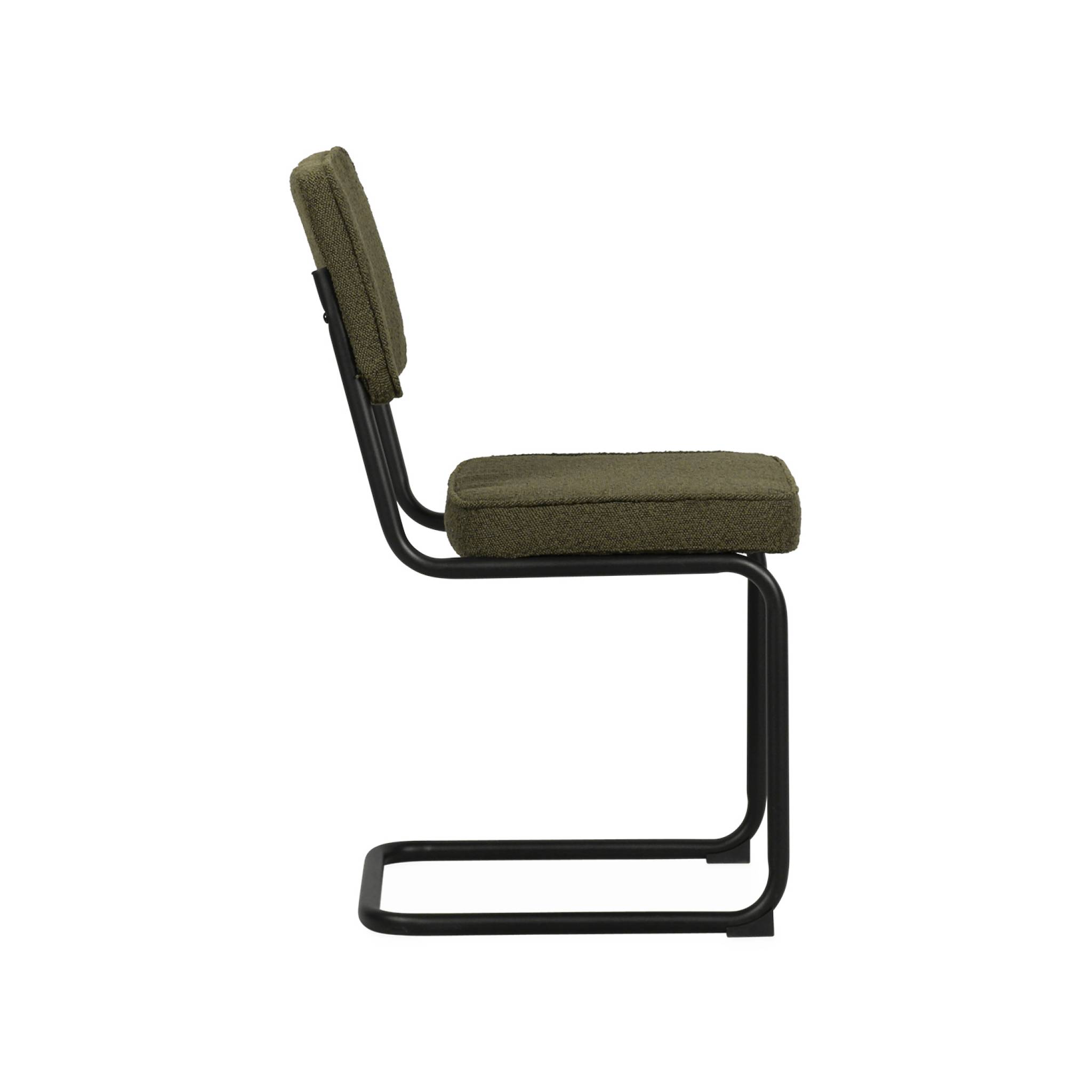 Lot de 2 chaises cantilever bouclette texturée verte. Maja. L46 x p54.5x h84.5cm