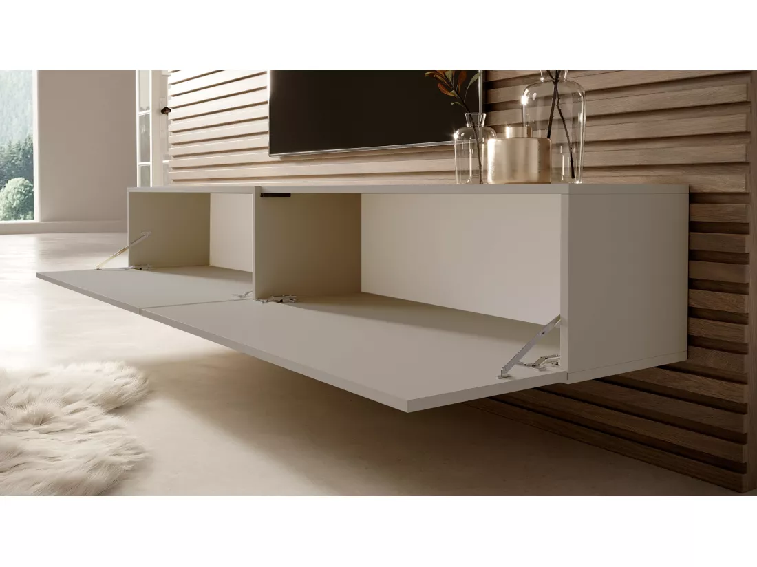 Meuble TV - 140 cm - taupe (gris-beige) - BISIRA